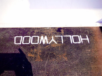 Close-up of text on wall