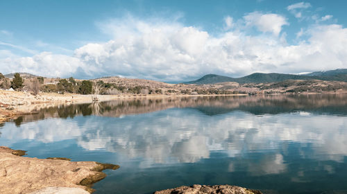 Scenic view of lake against sky