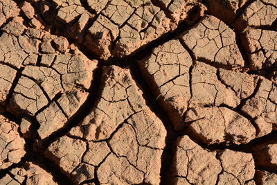 High angle view of cracked land