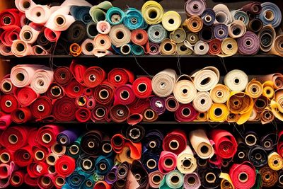 Full frame shot of multi colored stack