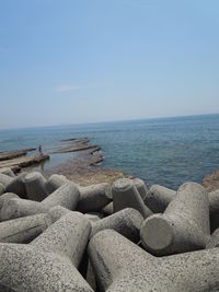 Scenic view of sea against clear sky