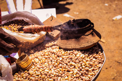 Close-up of hand for sale at market stall