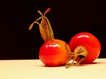 Close-up of red object over black background