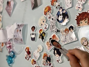 Midsection of people on table