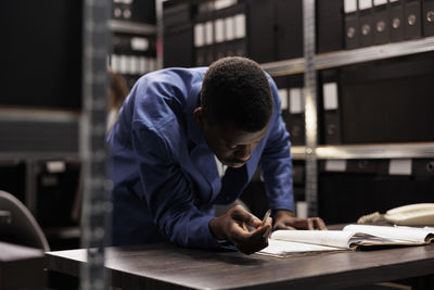 Man working at table