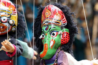 Close-up of multi colored mask