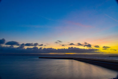 Scenic view of sea against sky during sunset