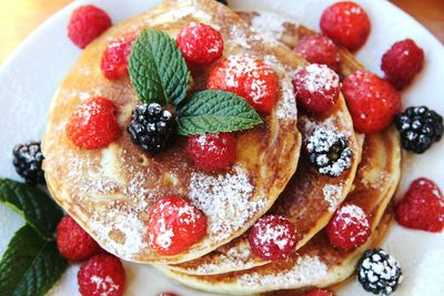 Close-up of pancake in plate