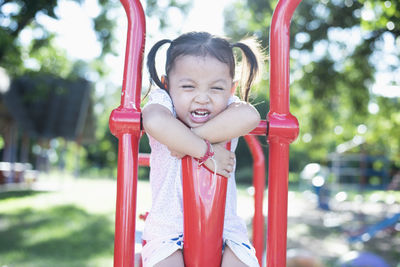 Portrait of boy playing in playground