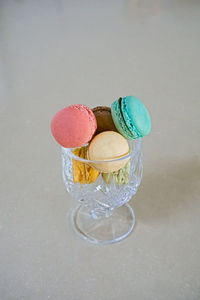 Close-up of multi colored candies on table