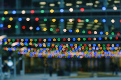 Defocused image of illuminated lights at night