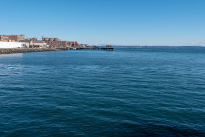 Scenic view of sea against clear sky