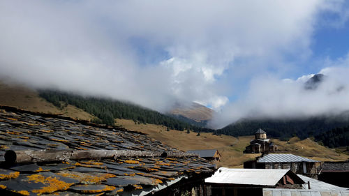 Panoramic view of mountains against sky