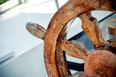 Close-up of old rusty wheel