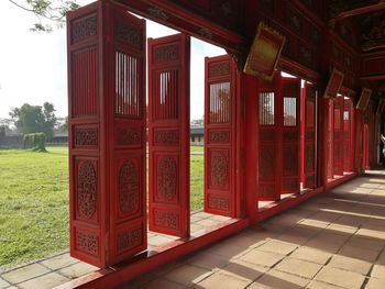 Red door of building