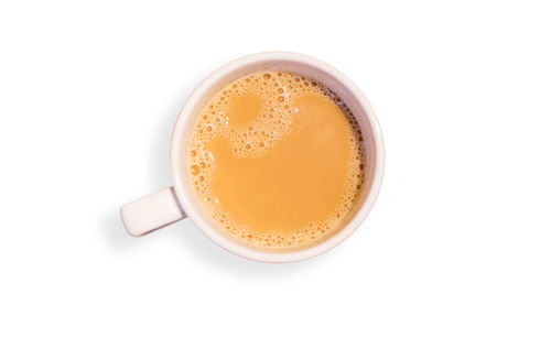 High angle view of coffee over white background