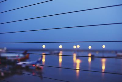 Defocused chubu centrair international airport seen through cable