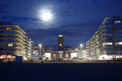 View of city at night