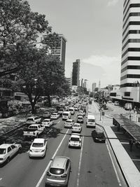 High angle view of traffic on city street