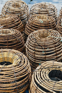 Full frame shot of wicker baskets