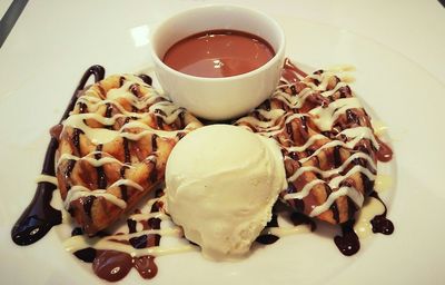 Close-up of cookies in bowl on table