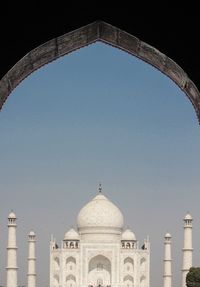 Low angle view of historic building against clear sky