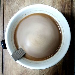 High angle view of coffee on table