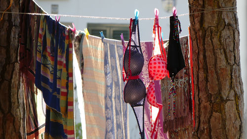 Clothes hanging on clothesline