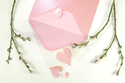 High angle view of heart shape decoration