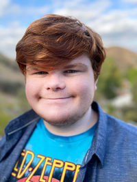 Close-up portrait of smiling boy