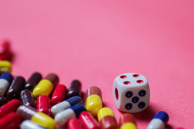 Close-up of multi colored pencils on table