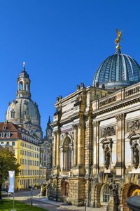 Main building of dresden academy of fine arts with glass dome, saxony, germany