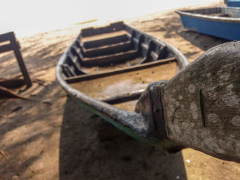 Close-up of old wooden bench