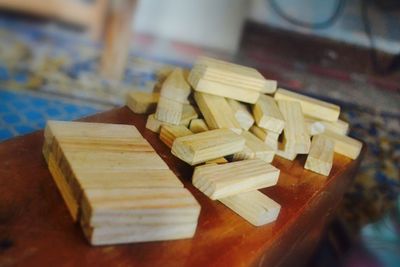 Close-up of food on wooden table