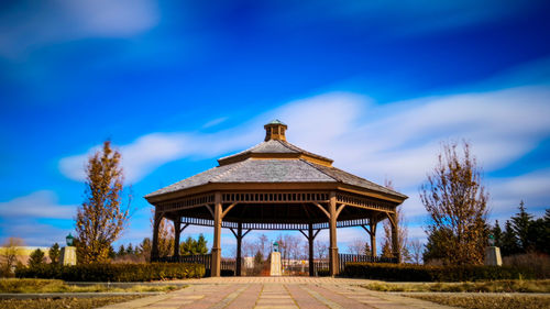 View of built structure against blue sky