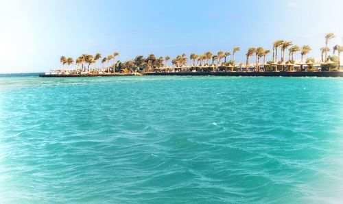 Scenic view of sea against clear sky