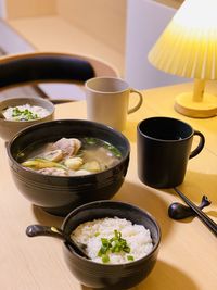 High angle view of food on table