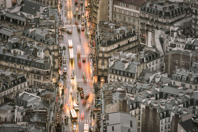 High angle view of buildings in city