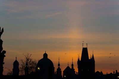 Silhouette of buildings against sky during sunset