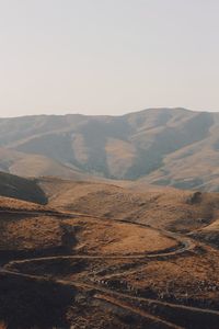 Scenic view of mountains against clear sky