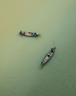 High angle view of boat in river