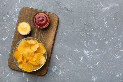 High angle view of food on table