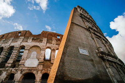 Low angle view of old building against sky