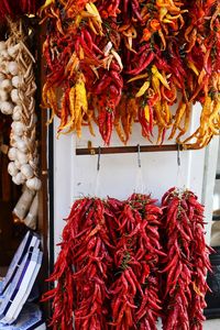 Red chili peppers for sale in market