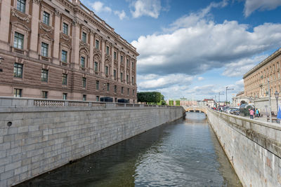 View of canal in city