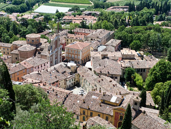 The roofs of old medieval town of brisighella. landscape of brisighella, ravenna, italy.