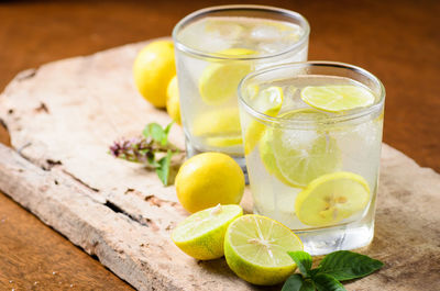 Close-up of drinks on table