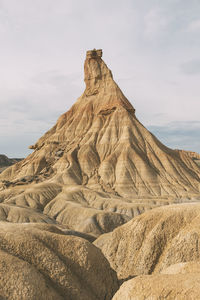 Imposing rocky mountain, landscape of bardenas reales, navarra. desert landscape of bardenas reales