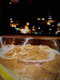 Close-up of ice cream on table