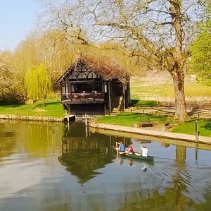 People walking in lake